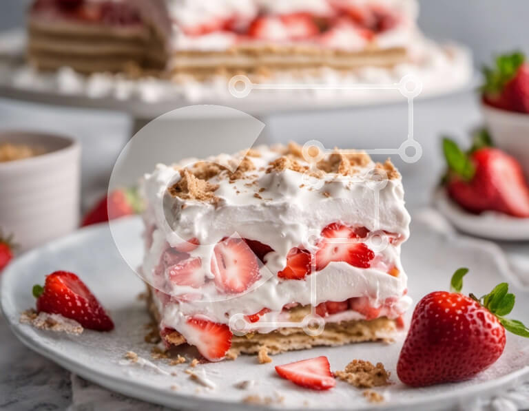 Intra Συλλεκτικό Ξύλινο Παζλ Plywood  4mm - Λαχταριστό κέικ φράουλας με σαντιγί και φρέσκες φράουλες Σε Ξύλινο Κουτί - Διαστάσεις: 10x10 cm – 25 κομμάτια