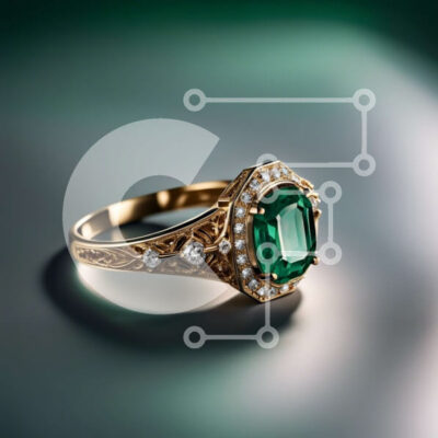 Intra Συλλεκτικό Ξύλινο Παζλ Plywood  4mm - Κομψό χρυσό δαχτυλίδι με σμαραγδένια πέτρα και διαμάντια Σε Ξύλινο Κουτί - Διαστάσεις: 10x10 cm – 25 κομμάτια - Image 1