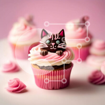 Intra Συλλεκτικό Ξύλινο Παζλ Plywood  4mm - Νόστιμο Cupcake με χαριτωμένο σοκολατένιο γατάκι στην κορυφή Σε Ξύλινο Κουτί - Διαστάσεις: 10x10 cm – 25 κομμάτια - Image 1