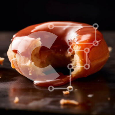 Intra Συλλεκτικό Ξύλινο Παζλ Plywood  4mm - Νόστιμο γλασέ ντόνατ με πηχτή σάλτσα καραμέλας Σε Ξύλινο Κουτί - Διαστάσεις: 10x10 cm – 25 κομμάτια - Image 1