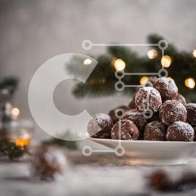 Intra Συλλεκτικό Ξύλινο Παζλ Plywood  4mm - Σοκολατένιες μπάλες ντόνατ με στολίδια χριστουγεννιάτικων δέντρων Σε Ξύλινο Κουτί - Διαστάσεις: 10x10 cm – 25 κομμάτια - Image 1