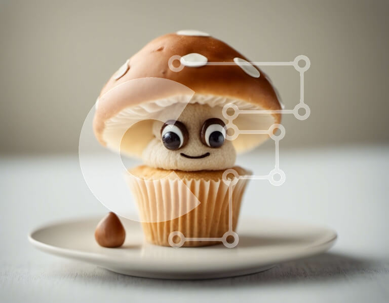 Intra Συλλεκτικό Ξύλινο Παζλ Plywood  4mm - Cupcake βρώσιμα μανιτάρια Σε Ξύλινο Κουτί - Διαστάσεις: 10x10 cm – 25 κομμάτια - Image 1