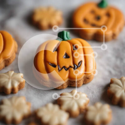 Intra Συλλεκτικό Ξύλινο Παζλ Plywood  4mm - Ομάδα μπισκότων σε σχήμα κολοκύθας σε χαρτί χωρίς ετικέτα Σε Ξύλινο Κουτί - Διαστάσεις: 10x10 cm – 25 κομμάτια - Image 1