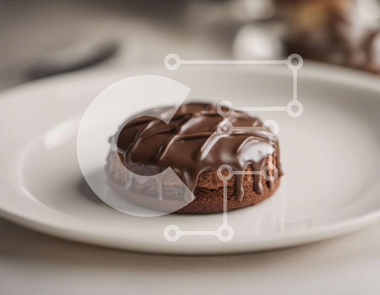 Intra Συλλεκτικό Ξύλινο Παζλ Plywood  4mm - Νόστιμα γλυκά με σοκολάτα σε λευκό πιάτο Σε Ξύλινο Κουτί - Διαστάσεις: 10x10 cm – 25 κομμάτια