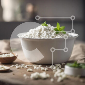 Intra Συλλεκτικό Ξύλινο Παζλ Plywood  4mm - Φρέσκο ​​τυρί σε λευκό μπολ με ξύλινα κουτάλια Σε Ξύλινο Κουτί - Διαστάσεις: 10x10 cm – 25 κομμάτια - Image 1