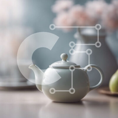 Intra Συλλεκτικό Ξύλινο Παζλ Plywood  4mm - Λευκή τσαγιέρα, φλιτζάνια, πιάτα και αχλάδια στο τραπέζι Σε Ξύλινο Κουτί - Διαστάσεις: 10x10 cm – 25 κομμάτια - Image 1