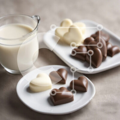 Intra Συλλεκτικό Ξύλινο Παζλ Plywood  4mm - Σοκολατένιες καραμέλες σε σχήμα καρδιάς και ποτήρι γάλα σε πιάτα Σε Ξύλινο Κουτί - Διαστάσεις: 10x10 cm – 25 κομμάτια - Image 1