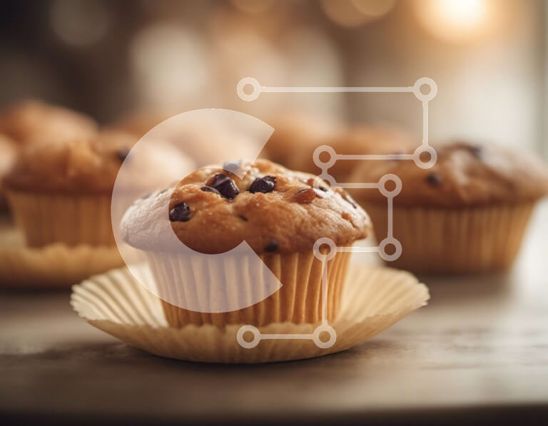 Intra Συλλεκτικό Ξύλινο Παζλ Plywood  4mm - Ομάδα muffins με κομματάκια σοκολάτας Σε Ξύλινο Κουτί - Διαστάσεις: 10x10 cm – 25 κομμάτια