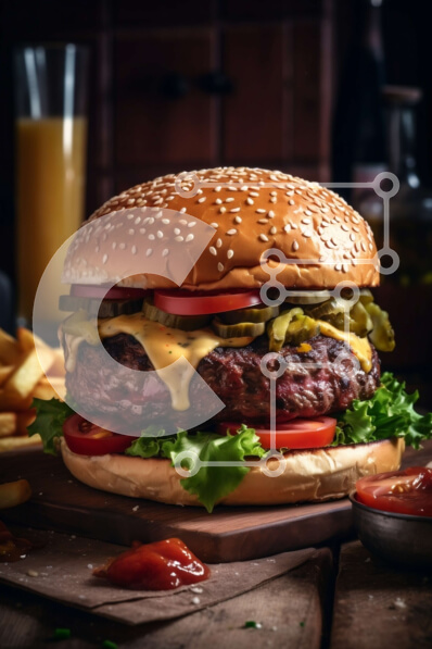 Intra Συλλεκτικό Ξύλινο Παζλ Plywood  4mm - Λαχταριστό Cheeseburger με μαρούλι, ντομάτα, τουρσιά και κέτσαπ Σε Ξύλινο Κουτί - Διαστάσεις: 10x10 cm – 25 κομμάτια