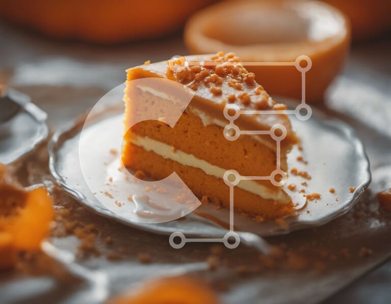 Intra Συλλεκτικό Ξύλινο Παζλ Plywood  4mm - Φέτα κέικ κολοκύθας σε ασημένια πιάτα Σε Ξύλινο Κουτί - Διαστάσεις: 10x10 cm – 25 κομμάτια