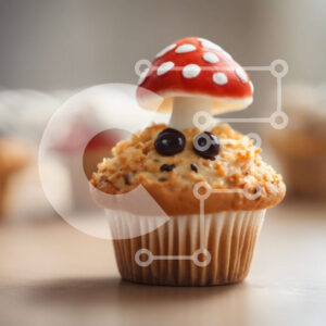 Intra Συλλεκτικό Ξύλινο Παζλ Plywood  4mm - Πολύχρωμο Cupcake με Διακόσμηση Μανιταριών Σε Ξύλινο Κουτί - Διαστάσεις: 10x10 cm – 25 κομμάτια