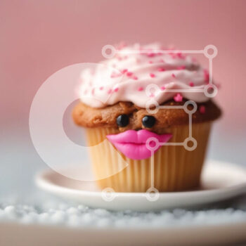 Intra Συλλεκτικό Ξύλινο Παζλ Plywood  4mm - Cupcake με ροζ παγωμένο και αξιολάτρευτο πρόσωπο Σε Ξύλινο Κουτί - Διαστάσεις: 10x10 cm – 25 κομμάτια - Image 1