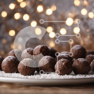 Intra Συλλεκτικό Ξύλινο Παζλ Plywood  4mm - Πιάτο με σοκολατένιες μπάλες με Snowy Powder Σε Ξύλινο Κουτί - Διαστάσεις: 10x10 cm – 25 κομμάτια - Image 1