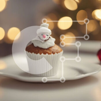 Intra Συλλεκτικό Ξύλινο Παζλ Plywood  4mm - Χιονάνθρωπος Cupcake σε λευκό πιάτο με χριστουγεννιάτικα στολίδια Σε Ξύλινο Κουτί - Διαστάσεις: 10x10 cm – 25 κομμάτια - Image 1