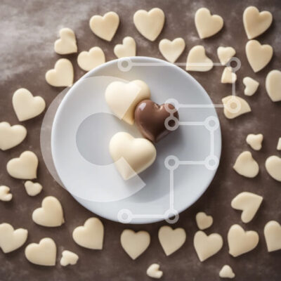 Intra Συλλεκτικό Ξύλινο Παζλ Plywood  4mm - Καραμέλες σοκολάτας σε σχήμα καρδιάς σε λευκό πιάτο Σε Ξύλινο Κουτί - Διαστάσεις: 10x10 cm – 25 κομμάτια - Image 1