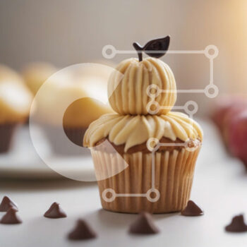 Intra Συλλεκτικό Ξύλινο Παζλ Plywood 4mm - Cupcake με διακόσμηση μήλου και τσιπς σοκολάτας Σε Ξύλινο Κουτί - Διαστάσεις: 10x10 cm – 25 κομμάτια - Image 1