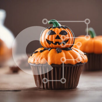 Intra Συλλεκτικό Ξύλινο Παζλ Plywood  4mm - Cupcakes σε σχήμα κολοκύθας με παγωμένο σοκολάτα Σε Ξύλινο Κουτί - Διαστάσεις: 10x10 cm – 25 κομμάτια - Image 1