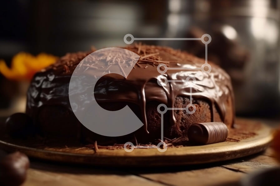 Intra Συλλεκτικό Ξύλινο Παζλ Plywood  4mm - Λαχταριστό κέικ σοκολάτας με παγωμένο σοκολάτα και πατατάκια Σε Ξύλινο Κουτί - Διαστάσεις: 10x10 cm – 25 κομμάτια