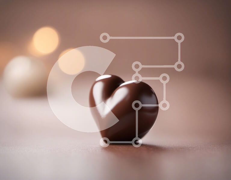 Intra Συλλεκτικό Ξύλινο Παζλ Plywood  4mm - Μπάρα μαύρης σοκολάτας σε σχήμα καρδιάς σε φόντο Bokeh Lights Σε Ξύλινο Κουτί - Διαστάσεις: 10x10 cm – 25 κομμάτια