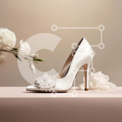 Intra Συλλεκτικό Ξύλινο Παζλ Plywood  4mm - Κομψά λευκά ψηλοτάκουνα παπούτσια με περίπλοκες λεπτομέρειες Σε Ξύλινο Κουτί - Διαστάσεις: 10x10 cm – 25 κομμάτια - Image 1