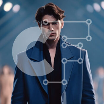 Intra Συλλεκτικό Ξύλινο Παζλ Plywood  4mm - Μοντέρνος άντρας που περπατά στον διάδρομο με μια ομάδα ανθρώπων στο παρασκήνιο Σε Ξύλινο Κουτί - Διαστάσεις: 10x10 cm – 25 κομμάτια - Image 1