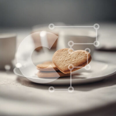 Intra Συλλεκτικό Ξύλινο Παζλ Plywood  4mm - Μπισκότα σε σχήμα καρδιάς σε ένα πιάτο με φλιτζάνια και πιατάκια Σε Ξύλινο Κουτί - Διαστάσεις: 10x10 cm – 25 κομμάτια - Image 1