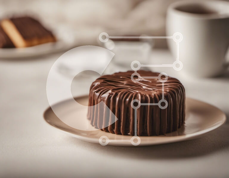 Intra Συλλεκτικό Ξύλινο Παζλ Plywood  4mm - Λευκό πιάτο με κέικ σοκολάτας και επιδόρπια καφέ Σε Ξύλινο Κουτί - Διαστάσεις: 10x10 cm – 25 κομμάτια