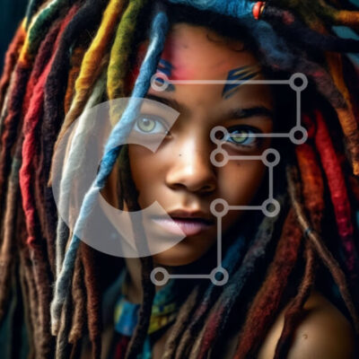 Intra Συλλεκτικό Ξύλινο Παζλ Plywood  4mm - Πολύχρωμο μακιγιάζ και Dreadlocks σε μια νεαρή γυναίκα Σε Ξύλινο Κουτί - Διαστάσεις: 10x10 cm – 25 κομμάτια - Image 1