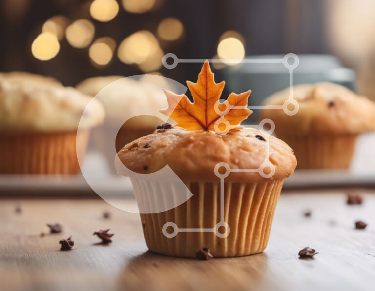 Intra Συλλεκτικό Ξύλινο Παζλ Plywood  4mm - Μάφιν με θέμα το φθινόπωρο με διακόσμηση φύλλων Σε Ξύλινο Κουτί - Διαστάσεις: 10x10 cm – 25 κομμάτια