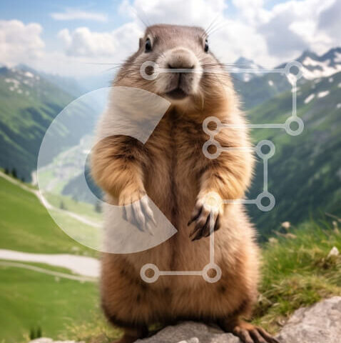 Intra Συλλεκτικό Ξύλινο Παζλ Plywood  4mm - Εκπληκτική εικόνα ενός Groundhog στο φυσικό του περιβάλλον Σε Ξύλινο Κουτί - Διαστάσεις: 10x10 cm – 25 κομμάτια - Image 1