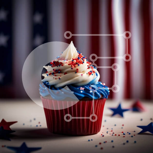 Intra Συλλεκτικό Ξύλινο Παζλ Plywood  4mm - Λαχταριστό cupcake με πατριωτικά χρώματα και γαρνιτούρες Σε Ξύλινο Κουτί - Διαστάσεις: 10x10 cm – 25 κομμάτια