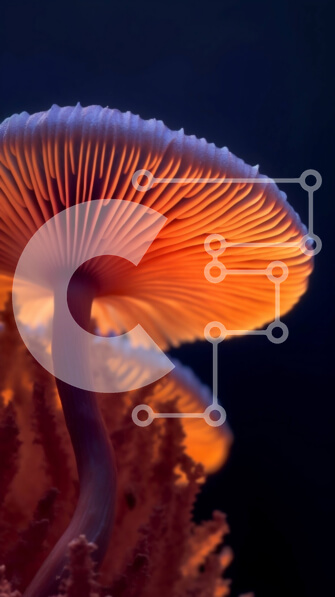 Intra Συλλεκτικό Ξύλινο Παζλ Plywood  4mm - Κοντινή εικόνα του μανιταριού στον κοραλλιογενή ύφαλο τη νύχτα Σε Ξύλινο Κουτί - Διαστάσεις: 10x10 cm – 25 κομμάτια