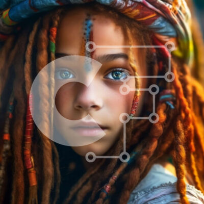 Intra Συλλεκτικό Ξύλινο Παζλ Plywood  4mm - Πολύχρωμο κόσμημα κεφαλής και κοσμήματα σε μια όμορφη γυναίκα με dreadlocks Σε Ξύλινο Κουτί - Διαστάσεις: 10x10 cm – 25 κομμάτια - Image 1