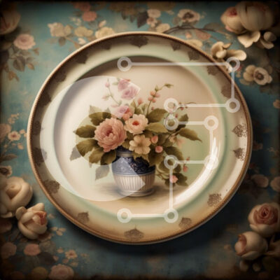 Intra Συλλεκτικό Ξύλινο Παζλ Plywood  4mm - Όμορφη εικόνα με ροζ τριαντάφυλλα σε ένα βάζο σε μπλε τραπεζομάντιλο Σε Ξύλινο Κουτί - Διαστάσεις: 10x10 cm – 25 κομμάτια - Image 1