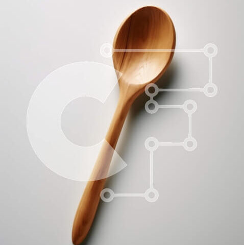 Intra Συλλεκτικό Ξύλινο Παζλ Plywood  4mm - Απλό και κομψό ξύλινο κουτάλι σε λευκό φόντο Σε Ξύλινο Κουτί - Διαστάσεις: 10x10 cm – 25 κομμάτια - Image 1