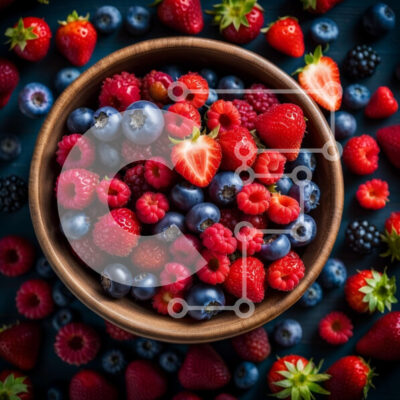 Intra Συλλεκτικό Ξύλινο Παζλ Plywood  4mm - Νόστιμα και φρέσκα μούρα σε ένα ξύλινο μπολ Σε Ξύλινο Κουτί - Διαστάσεις: 10x10 cm – 25 κομμάτια - Image 1