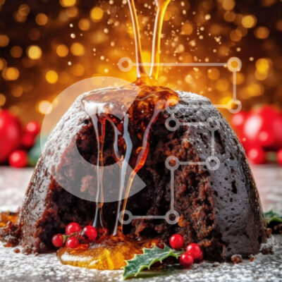 Intra Συλλεκτικό Ξύλινο Παζλ Plywood  4mm - Decadent πουτίγκα σοκολάτας με σάλτσα καραμέλας και φύλλα πουρνάρι Σε Ξύλινο Κουτί - Διαστάσεις: 10x10 cm – 25 κομμάτια - Image 1