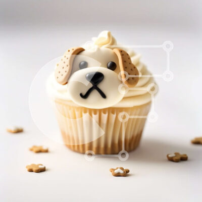 Intra Συλλεκτικό Ξύλινο Παζλ Plywood  4mm - Λαχταριστό Cupcake με χαριτωμένη διακόσμηση προσώπου σκύλου Σε Ξύλινο Κουτί - Διαστάσεις: 10x10 cm – 25 κομμάτια - Image 1