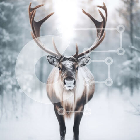 Intra Συλλεκτικό Ξύλινο Παζλ Plywood 4mm - Όμορφη εικόνα ενός τάρανδου στο χιονισμένο δάσος Σε Ξύλινο Κουτί - Διαστάσεις: 10x10 cm – 25 κομμάτια - Image 1