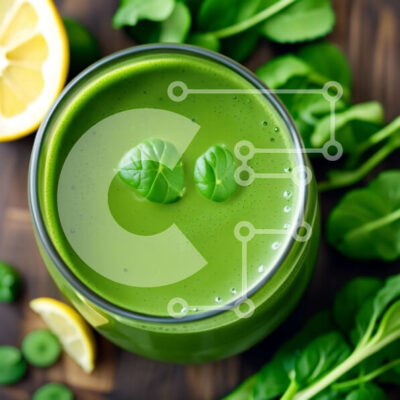 Intra Συλλεκτικό Ξύλινο Παζλ Plywood  4mm - Δροσιστικό πράσινο Smoothie με φρέσκο ​​σπανάκι και ξύσμα λεμονιού Σε Ξύλινο Κουτί - Διαστάσεις: 10x10 cm – 25 κομμάτια - Image 1