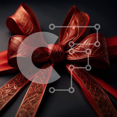 Intra Συλλεκτικό Ξύλινο Παζλ Plywood  4mm - Κομψή κόκκινη κορδέλα με λεπτομερή μοτίβα Σε Ξύλινο Κουτί - Διαστάσεις: 10x10 cm – 25 κομμάτια - Image 1