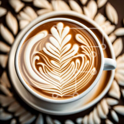 Intra Συλλεκτικό Ξύλινο Παζλ Plywood  4mm - Όμορφη εικόνα λευκού φλιτζανιού καφέ με σχέδιο φύλλων Σε Ξύλινο Κουτί - Διαστάσεις: 10x10 cm – 25 κομμάτια - Image 1