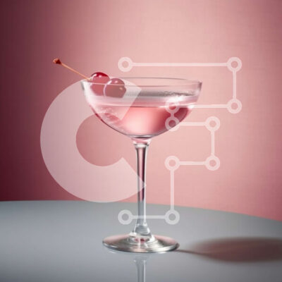 Intra Συλλεκτικό Ξύλινο Παζλ Plywood  4mm - Νόστιμο ροζ κοκτέιλ με γαρνιτούρα κεράσι σε ποτήρι Martini Σε Ξύλινο Κουτί - Διαστάσεις: 10x10 cm – 25 κομμάτια - Image 1