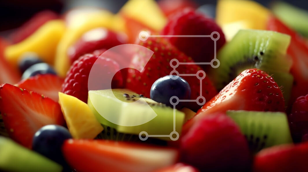 Intra Συλλεκτικό Ξύλινο Παζλ Plywood  4mm - Νόστιμο μπολ με φρέσκα φρούτα με φράουλες, ακτινίδια και βατόμουρα Σε Ξύλινο Κουτί - Διαστάσεις: 10x10 cm – 25 κομμάτια