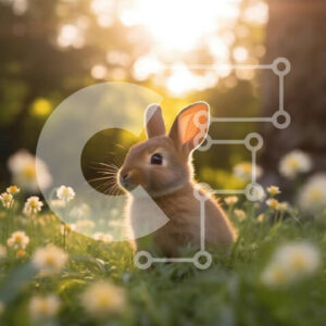 Intra Συλλεκτικό Ξύλινο Παζλ Plywood  4mm - Όμορφη εικόνα ενός κουνελιού σε ένα χωράφι με μαργαρίτες στο ηλιοβασίλεμα Σε Ξύλινο Κουτί - Διαστάσεις: 10x10 cm – 25 κομμάτια