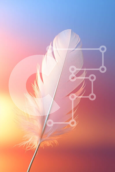 Intra Συλλεκτικό Ξύλινο Παζλ Plywood  4mm - Όμορφη εικόνα ενός λευκού φτερού που επιπλέει στον αέρα στο ηλιοβασίλεμα Σε Ξύλινο Κουτί - Διαστάσεις: 10x10 cm – 25 κομμάτια