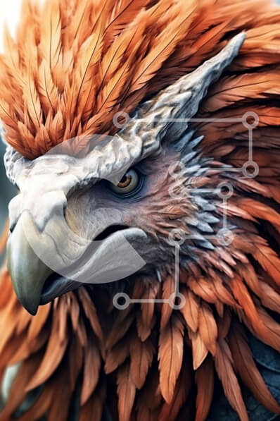 Intra Συλλεκτικό Ξύλινο Παζλ Plywood  4mm - Εκπληκτική κινηματογράφηση σε πρώτο πλάνο του κεφαλιού του αετού με κόκκινα φτερά και μπλε μάτια Σε Ξύλινο Κουτί - Διαστάσεις: 10x10 cm – 25 κομμάτια