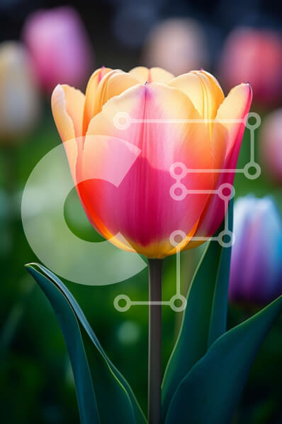 Intra Συλλεκτικό Ξύλινο Παζλ Plywood  4mm - Κοντινό πλάνο ενός ζωντανού λουλουδιού τουλίπας Σε Ξύλινο Κουτί - Διαστάσεις: 10x10 cm – 25 κομμάτια