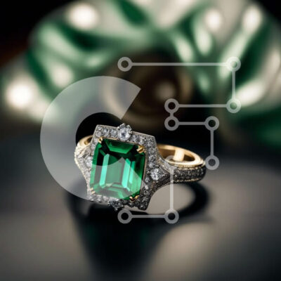 Intra Συλλεκτικό Ξύλινο Παζλ Plywood  4mm - Εκπληκτικό δαχτυλίδι από σμαράγδι και διαμάντια σε κομψό μαύρο φόντο Σε Ξύλινο Κουτί - Διαστάσεις: 10x10 cm – 25 κομμάτια - Image 1