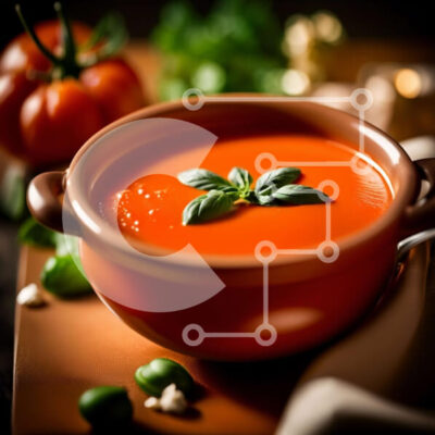 Intra Συλλεκτικό Ξύλινο Παζλ Plywood  4mm - Νόστιμη σούπα ντομάτας με φρέσκο ​​βασιλικό Σε Ξύλινο Κουτί - Διαστάσεις: 10x10 cm – 25 κομμάτια - Image 1